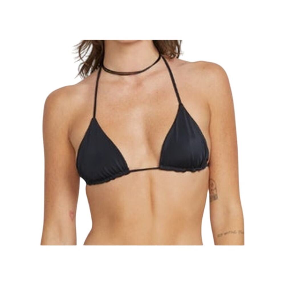 VOLCOM Women's Simply Seamless Skimpy Triangle Bikini Top in Black